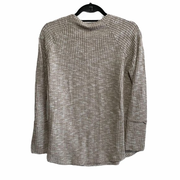 NWOT Lazy Sundays Tan Waffle Knit Comfy Lounge Tee - Picture 3 of 4